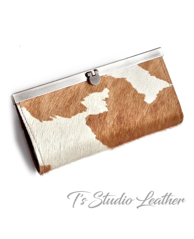 Brown and White Genuine Hairon Cowhide and Leather Western 