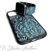 Western Style Black and Turquoise Leather Phone Case with matching Apple Watch band