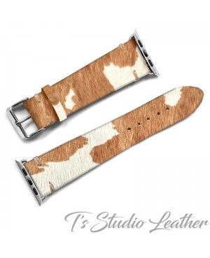Western Style Hair On Cowhide Leather Apple Watch band