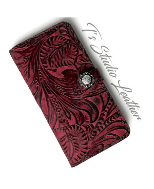 Western Style Black and Burgundy Leather phone case