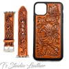 Western Style Hand Tooled Leather Phone Case with matching Apple Watch band