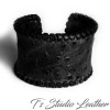 Leather Cuff Bracelet in Off-white Ostrich Print with Whipstitched Edge