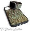 Western Turquoise Brown Leather Phone Case and matching watch band by Ts Studio Leather