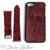 Western Burgundy and Black Floral Embossed Leather Phone Case and matching watch band