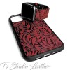 Western Burgundy and Black Floral Embossed Leather Phone Case and matching watch band