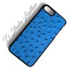 Blue Ostrich Leather Phone Case - Genuine Cowhide Leather