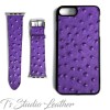 Purple Ostrich Leather Phone Case - Genuine Cowhide Leather
