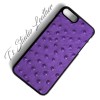 Purple Ostrich Leather Phone Case - Genuine Cowhide Leather