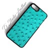 Turquoise Ostrich Leather Phone Case - Genuine Cowhide Leather