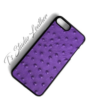 Purple Ostrich Leather Phone Case - Genuine Cowhide Leather