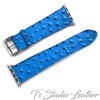 Blue Ostrich Embossed Leather Wallet Phone Case