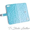 Light Blue Ostrich Leather Wallet Folio Phone Case