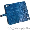 Blue Alligator Croc Leather Phone Case