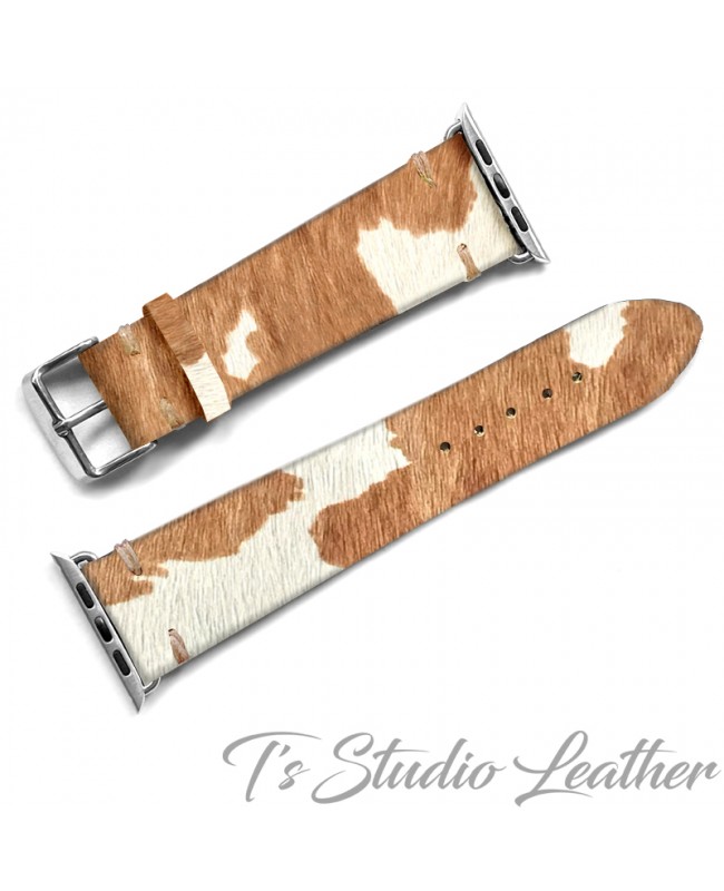 Western Style Hair On Cowhide Leather Apple Watch band
