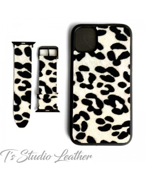 Animal Print Hair On Cowhide Leather Phone Case and Matching Watch Band