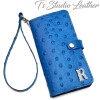 Royal Blue Ostrich Leather Cuff Bracelet