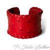 Red Ostrich Emu Embossed Leather Long Wallet