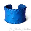 Blue Ostrich Embossed Leather Tri Fold Wallet