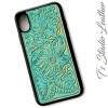 Western Style Hand Tooled Turquoise Leather Phone Case by Ts Studio Leather