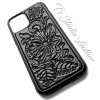 Western Style Hand Tooled Black Leather Phone Case by Ts Studio Leather