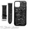 Black Leather Hand Tooled Watch Band