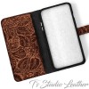 Western Brown Floral Leather Wallet Phone Case