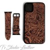 Brown Leaf and Floral Leather Phone Case
