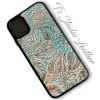 Turquoise and Copper Floral Western Leather Phone Case