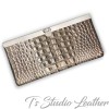 Bronze Metallic Croc Alligator Leather Wallet