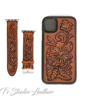 Hand Tooled Western Style Leather Phone Case