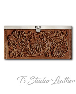 Hand Tooled Western Style Women's Leather Wallet