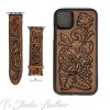 Hand Tooled Western Style Leather Phone Case and matching watch band