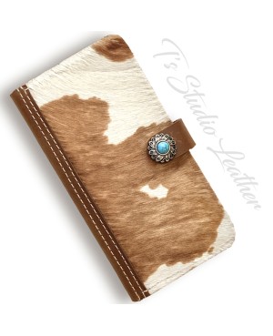 Hair On Cowhide Leather Wallet Phone Case