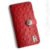 Ts Studio Leather Red Ostrich Personalized Leather Wallet Phone Case