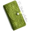 Green Hand Tooled Leather Wallet Phone Case
