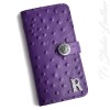Purple Ostrich Personalized Leather Wallet Phone Case