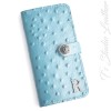 Blue Ostrich Personalized Leather Wallet Phone Case