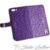 Black Ostrich Leather Wallet Folio Phone Case