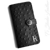 Black Ostrich Personalized Leather Wallet Phone Case