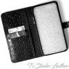 Black Ostrich Leather Wallet Folio Phone Case