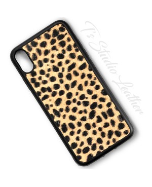 Cheetah Print Hair On Cowhide Leather Phone Case