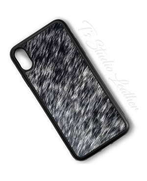 Pepper and Salt Black and White Hair On Cowhide Leather Phone Case