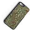 Western Turquoise Brown Leather Phone Case in floral pattern by Ts Studio Leather