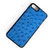 Blue Ostrich Leather Phone Case - Genuine Cowhide Leather