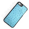 Light Baby Blue Ostrich Leather Phone Case - Genuine Cowhide Leather