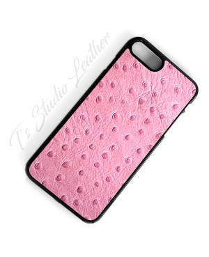 Pink Ostrich Leather Phone Case - Genuine Cowhide Leather