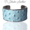 Royal Blue Ostrich Leather Cuff Bracelet