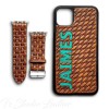 Personalized Western Style Hand Tooled Leather Phone Case with matching Apple Watch band Basketweave Pattern
