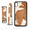 Western Style Hair On Cowhide Leather Phone Case with matching Apple Watch band