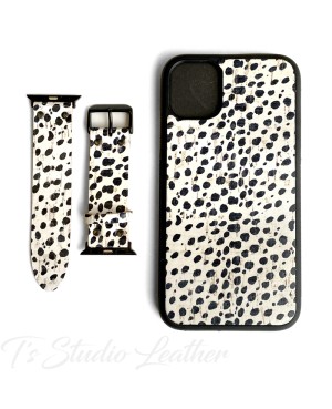 Black and White Dalmation Cork Phone Case and Watch band